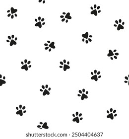 Cat little paws seamless pattern on beige background