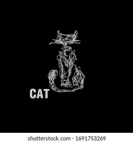 cat llustration with scribble art or digital hand drawn for background or t-shirt design