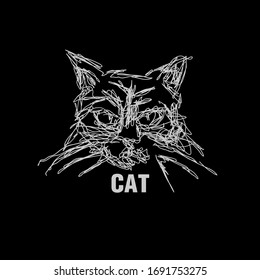 cat llustration with scribble art or digital hand drawn for background or t-shirt design