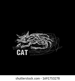 cat llustration with scribble art or digital hand drawn for background or t-shirt design