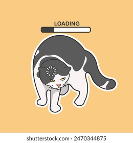 Cat is loading Vector Illustration