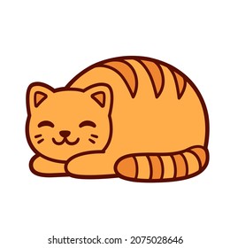 Cat loaf, cute orange cat that looks like a loaf of bread. Simple cartoon drawing, vector illustration.