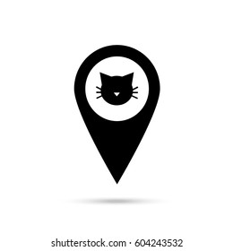 cat location icon. Black icon