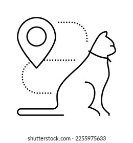 Cat Location Information Line Symbol Vektor. Kennzeichen für den Katzenort. isoliertes Kontursymbol