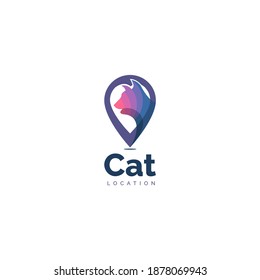 Cat location logo icon design vector