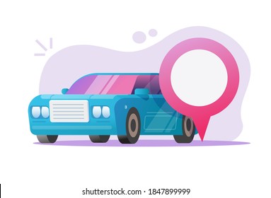 Kartenstandort Position Pin-Zeiger-Zeiger-Vektorgrafik flache Abbildung, Konzept der Auto-Fahrzeug-Parkplatz-Suche oder suchen Ort, Auto-Sharing-Service-Idee, GPS-Navigations-Ziel-Pfeil moderne