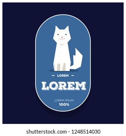 Cat Logo Badge Flat Style Design