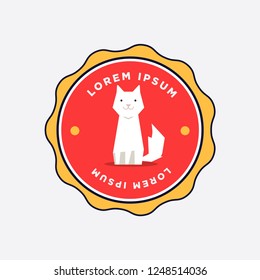 Cat Logo Badge Flat Style Design