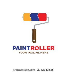 Cat logo with beautiful and cheerful colored rollers