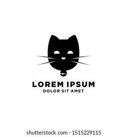  cat logo with bell icon vector design illustration