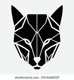 Cat logo, Black Cat head logo, Cat geomatry, Creative cat head