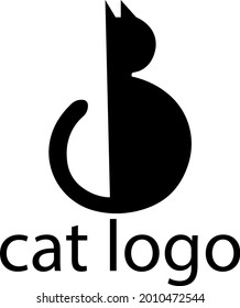 cat logo black pet on white background