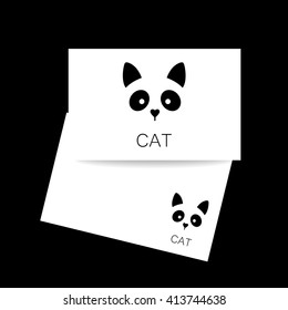 Cat logo. Cat card design template. Cat illustration idea for logo, emblem, symbol, icon, label. Vector illustration. 