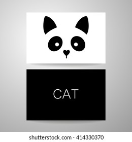 Cat logo. Cat card design template. Cat illustration idea for logo, emblem, symbol, icon, label. Vector illustration. 
