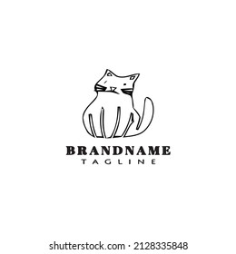 logotipo del gato diseño de dibujos animados plantilla de icono negro vector aislado