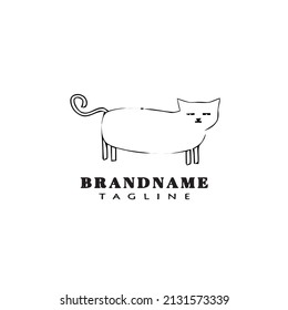 cat logo cartoon design icon black modern isolated vector illustration