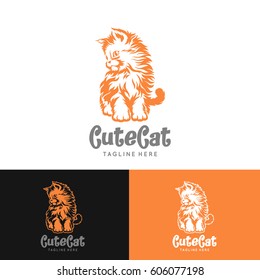Cat Logo Character / Kitten Mascot Vector