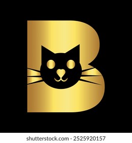 Cat Logo combine with letter B vector template