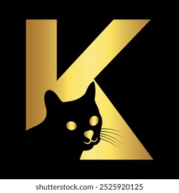 Cat Logo combine with letter K vector template