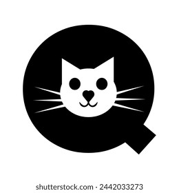 Cat Logo combine with letter Q vector template