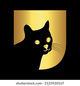 Cat Logo combine with letter U vector template