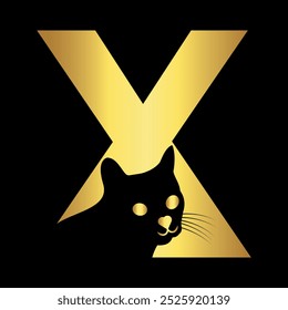 Cat Logo combine with letter A vector template