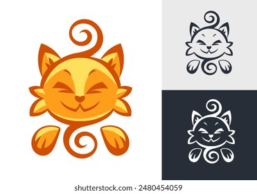 Cat logo in a cute cartoon style.