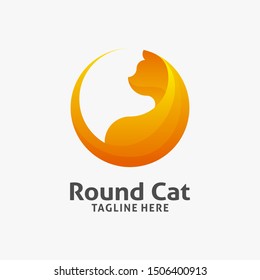Cat logo design in circle concept