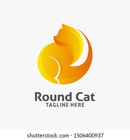 Cat logo design in circle concept
