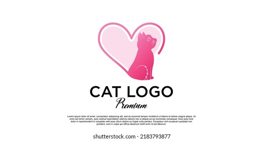Diseño de logotipo de gato con estilo único y creativo Vector Premium