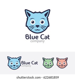 Cat logo design. Cute animal, Cat head logo concept. Vector logo template