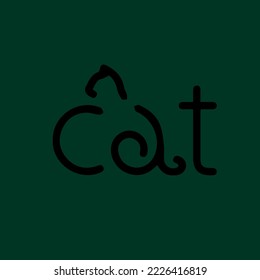 cat vectör logo design with green background