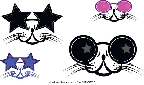 Cat Logo Design Illustration Glamour Cat Vector Png