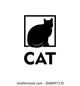 Plantilla de caja de inspiración de diseño de logotipo de gato