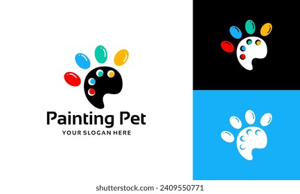 cat logo design inspiration with the shape of a pet's paw