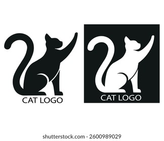cat logo design, perfect for branding, pet businesses, and creative projects. High-quality vector graphic, black and white cat logo