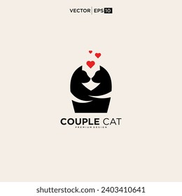 cat logo design. pet care negative space style concept element symbol vector icon illustration