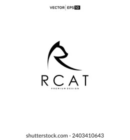 cat logo design. pet care negative space style concept element symbol vector icon illustration