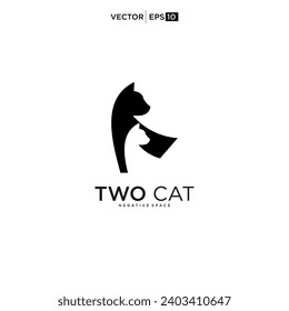 cat logo design. pet care negative space style concept element symbol vector icon illustration
