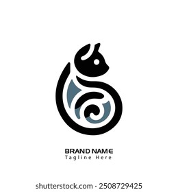 cat logo design. pet care negative space style concept element symbol vector illustration.