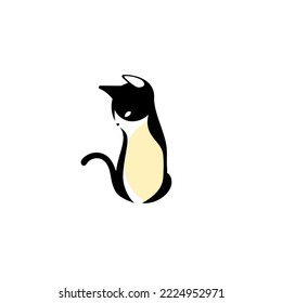 Cat logo design template character icon vector illustration.