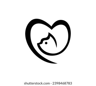 Cat Logo Design Template Combined with a Love Shape.