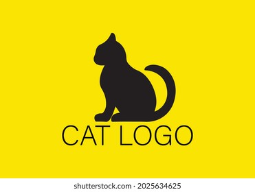 Cat logo design template. Graphic sitting cat logotype, sign and symbol.