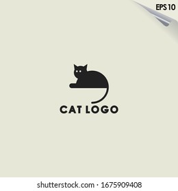 Diseño del logotipo del gato. Plantilla de logotipo de Cat. Diseño moderno. Logo plano.  Ilustración vectorial