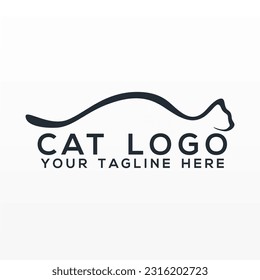 Cat logo design template. Unique animal logo design concept