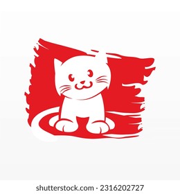 Cat logo design template. Unique animal logo design concept