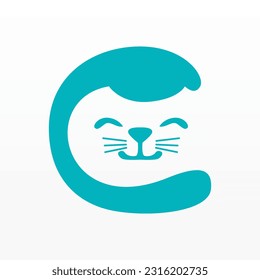 Cat logo design template. Unique animal logo design concept