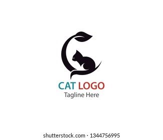Cat logo design template vector illustration