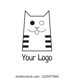 Cat logo design template. Vector cute and funny illustration