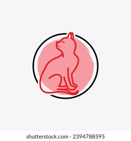 Cat logo design vector illustration with creative element concept